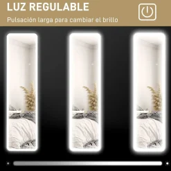 Espejo de pie Atlantis Homcom luz LED ajustable 150x40 cm