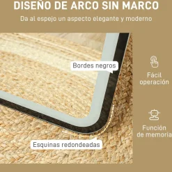 Espejo de pie Atlantis Homcom luz LED ajustable 150x40 cm