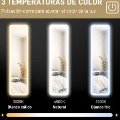 Espejo de pie Atlantis Homcom luz LED ajustable 150x40 cm