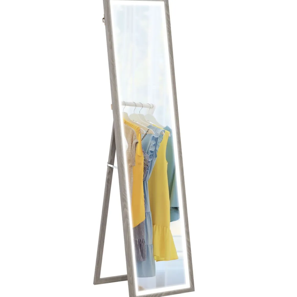 Espejo de pie Nerpio Homcom luz LED ajustable blanco 160x40 cm
