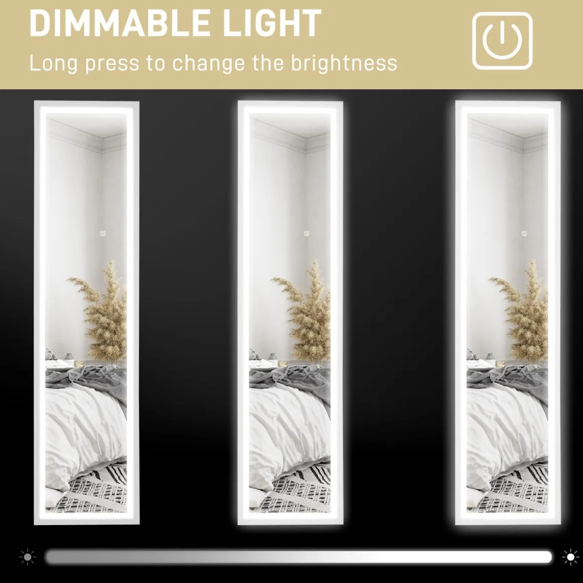 Espejo de pie Nerpio Homcom luz LED ajustable blanco 160x40 cm