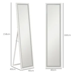 Espejo de pie Nerpio Homcom luz LED ajustable blanco 160x40 cm