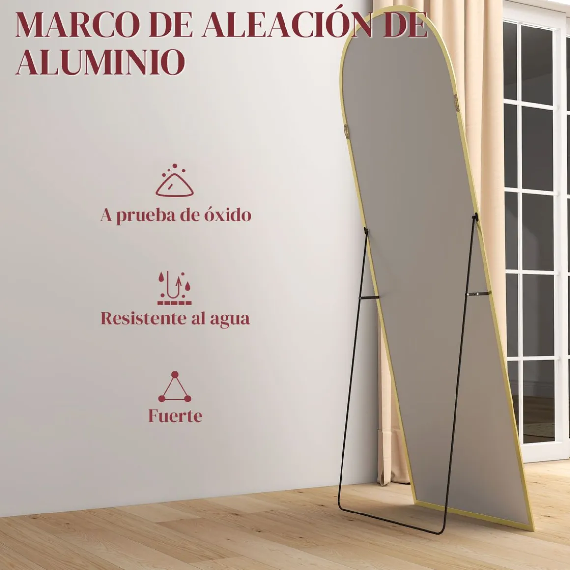 Espejo de pie Normma Homcom 2 formas de uso negro 165x60x1,5 cm