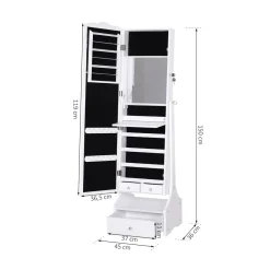 Espejo de pie Rob Homcom abatible con luces LED + puerta + cajón blanco 150x45x36 cm