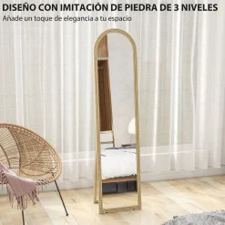Espejo de pie Viena Homcom 2 formas de uso beige 160x40 cm