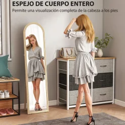 Espejo de pie Viena Homcom 2 formas de uso beige 160x40 cm