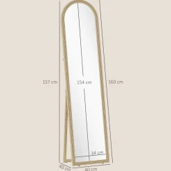 Espejo de pie Viena Homcom 2 formas de uso beige 160x40 cm
