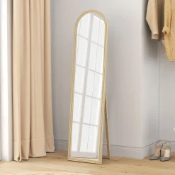 Espejo de pie Viena Homcom 2 formas de uso beige 160x40 cm