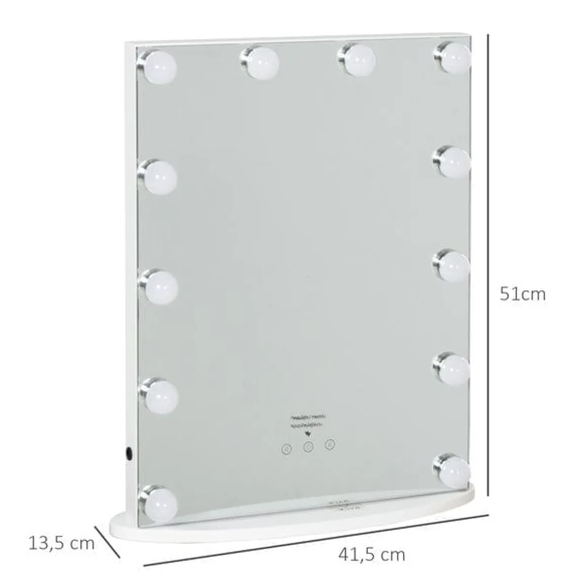 Espejo de tocador Homcom con 12 luces LED 51x41,5x13,5 cm