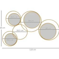 Espejo decorativo Dilux Homcom 4 espejos dorado 68x110x2 cm