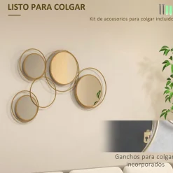Espejo decorativo Dilux Homcom 4 espejos dorado 68x110x2 cm