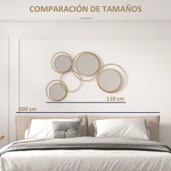 Espejo decorativo Dilux Homcom 4 espejos dorado 68x110x2 cm