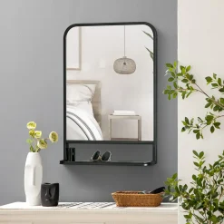 Espejo Dinamic Homcom con estante negro 70x50x10,2 cm