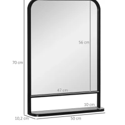 Espejo Dinamic Homcom con estante negro 70x50x10,2 cm