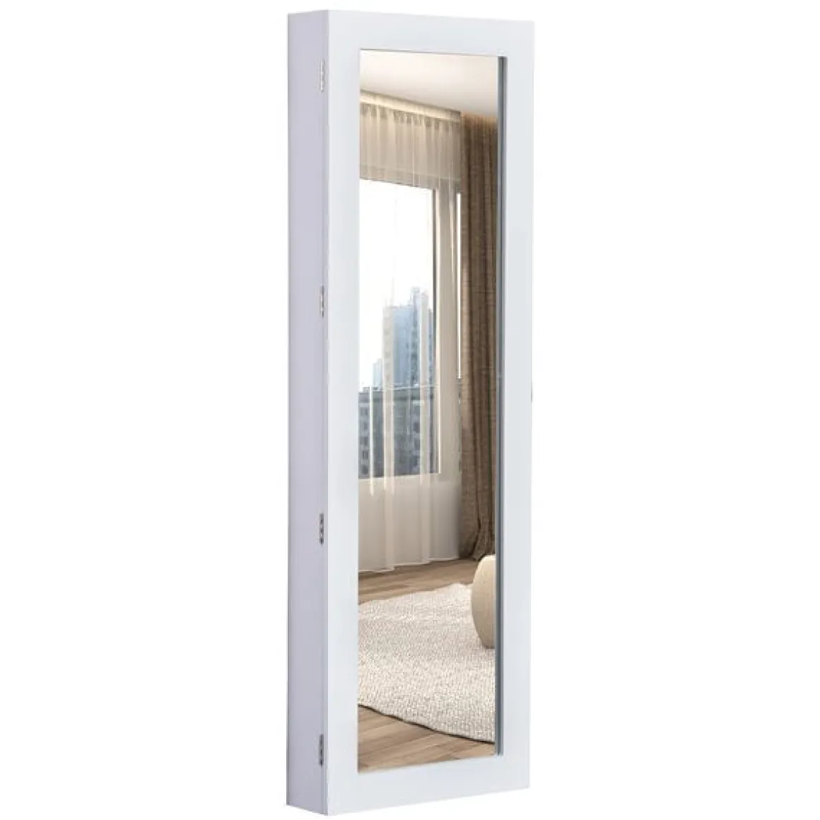 Espejo joyero Homcom blanco 112x37x9,5 cm