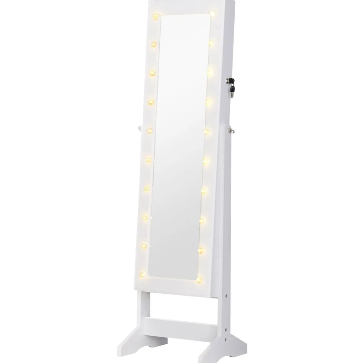 Espejo joyero Wendy Homcom 20 luces LEDs reclinable blanco 146x40x37 cm