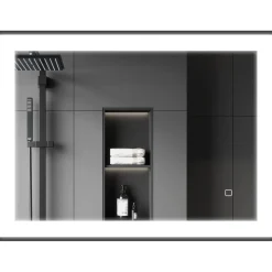Espejo Oval Homcom antivaho con luz LED negro 60x80x3 cm