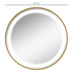 Espejo redondo Adán Kleankin con luz LED control táctil dorado Ø60x4 cm