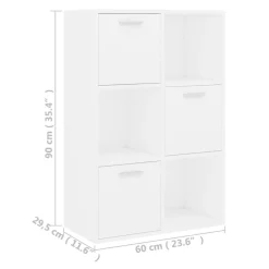 Estantería América 3 puertas + 3 módulos blanco 90x60x29,5 cm