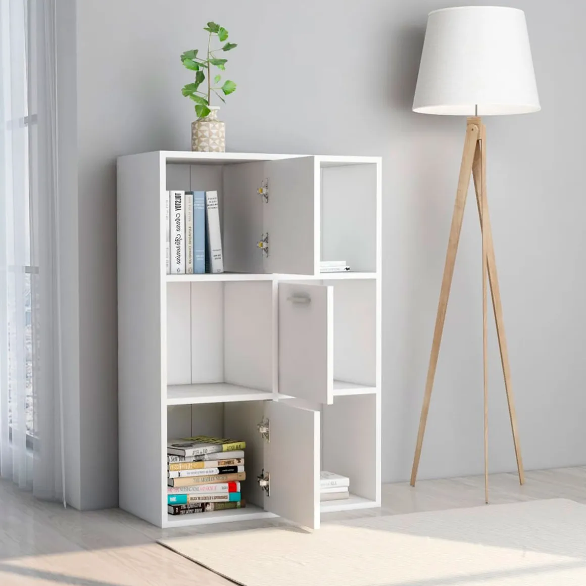 Estantería América 3 puertas + 3 módulos blanco 90x60x29,5 cm