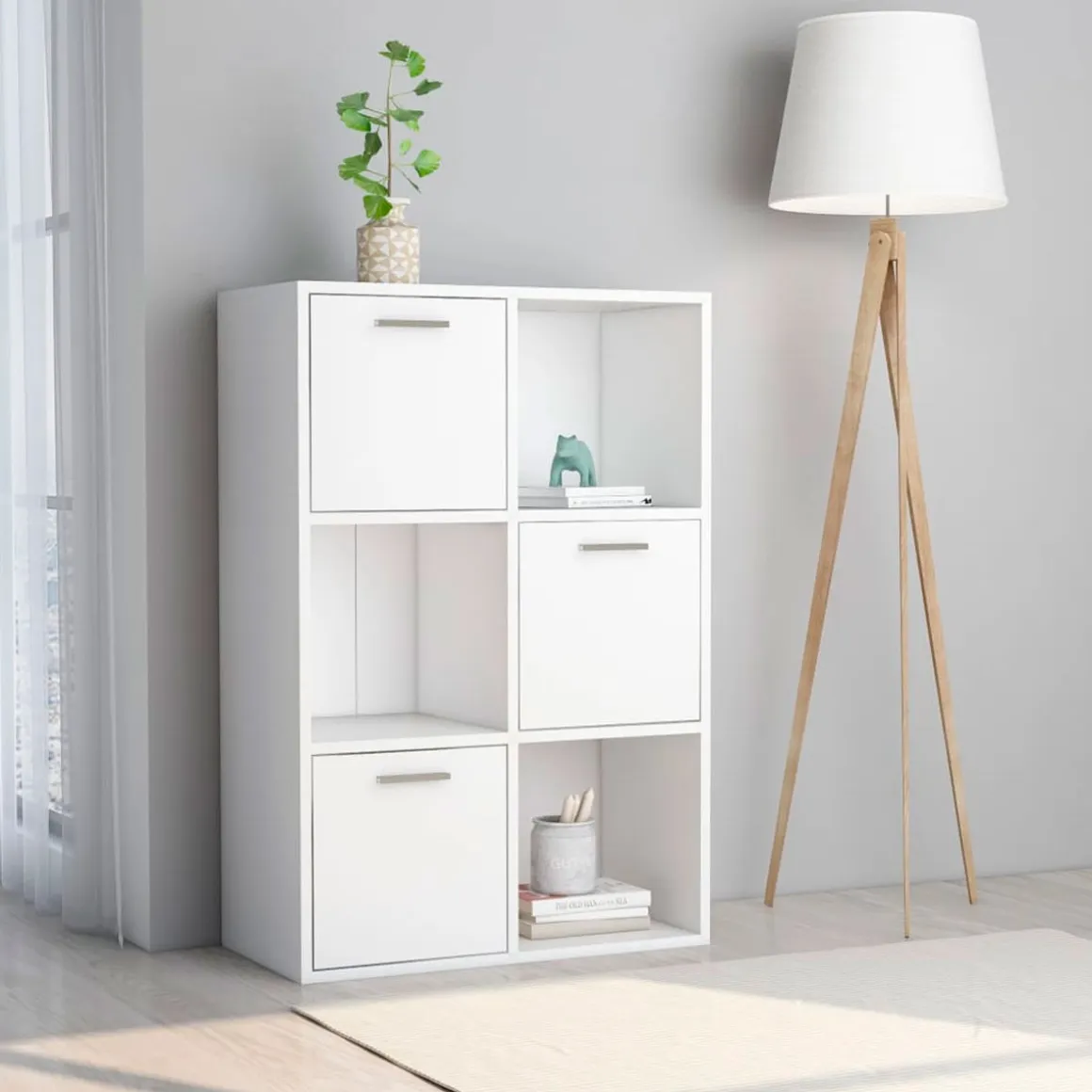 Estantería América 3 puertas + 3 módulos blanco 90x60x29,5 cm