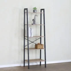 Estantería Aurea 5 niveles negro/natural 152x56x37 cm