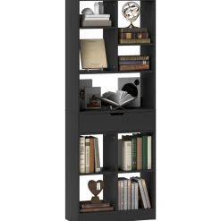 Estantería Color Homcom 9 compartimentos + 1 cajón negro 158x60x26 cm