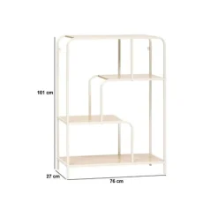 Estantería Curvy 3 estantes blanco/natural 101x76x27 cm