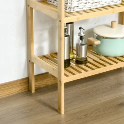 Estantería Dawai Homcom 3 niveles bambú natural 80x62x33 cm