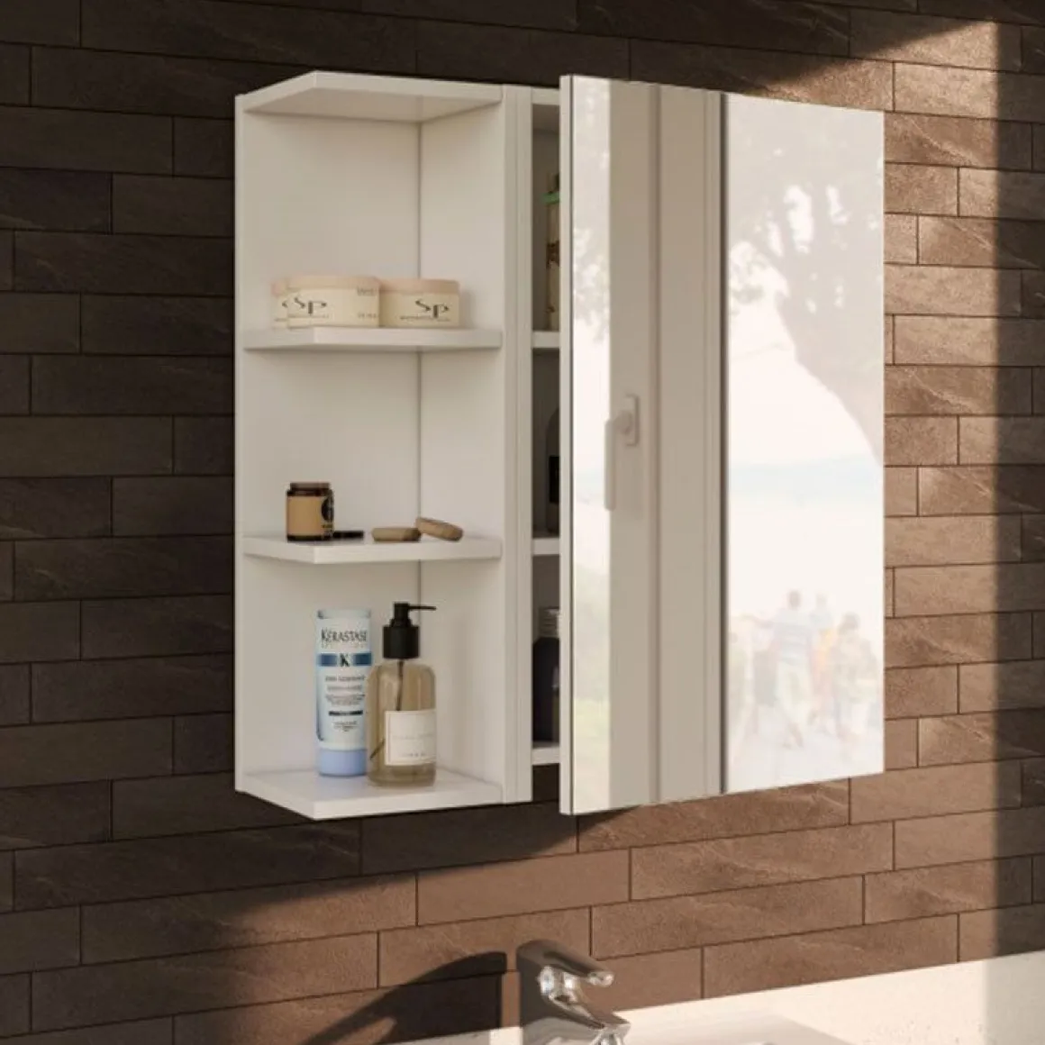 Estantería de baño rinconera Noa 3 estantes blanco 65x20x21 cm