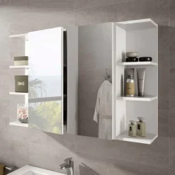 Estantería de baño rinconera Noa 3 estantes blanco 65x20x21 cm