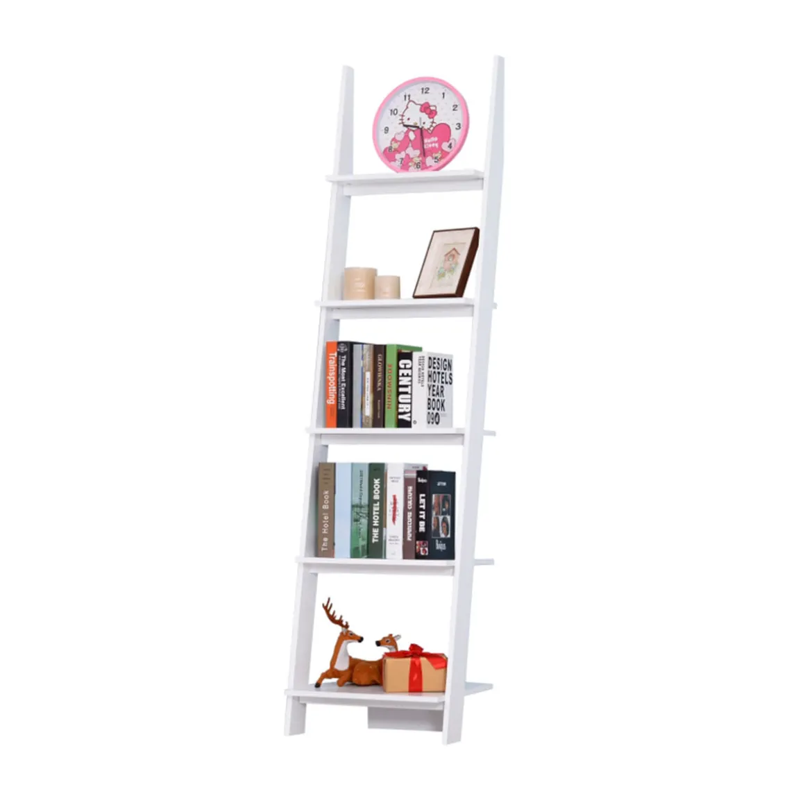 Estantería de escalera Homcom 5 estantes blanco 195x50x40 cm