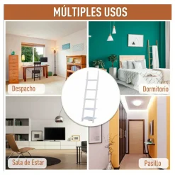 Estantería de escalera Homcom 5 estantes blanco 195x50x40 cm