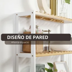 Estantería de pared Mihna Homcom 3 estantes blanco/natural 54x60x15 cm