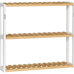 Estantería de pared Mihna Homcom 3 estantes blanco/natural 54x60x15 cm