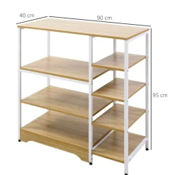 Estantería Dulce Homcom 7 estantes natural/blanco 95x90x40 cm