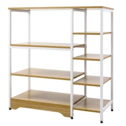 Estantería Dulce Homcom 7 estantes natural/blanco 95x90x40 cm