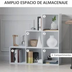 Estantería Fila Homcom 6 compartimentos blanco 91,5x91,5x29,5 cm