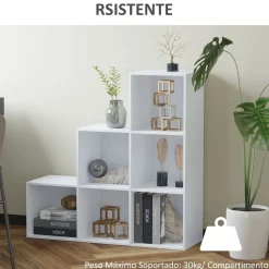 Estantería Fila Homcom 6 compartimentos blanco 91,5x91,5x29,5 cm