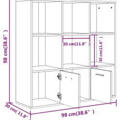 Estantería Fitz 7 compartimentos + 2 armarios 98x98x30 cm