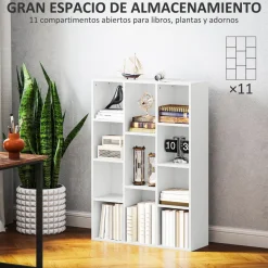 Estantería Godwin Homcom 11 compartimentos blanco 106x74,3x24 cm