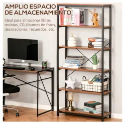 Estantería Homcom 6 estantes industrial negro/marrón 180x80x30 cm