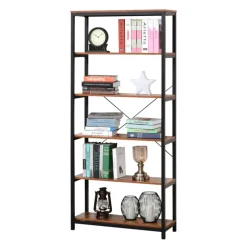 Estantería Homcom 6 estantes industrial negro/marrón 180x80x30 cm
