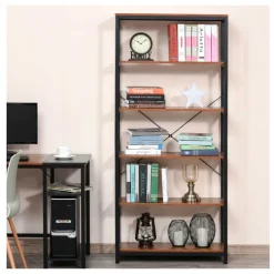 Estantería Homcom 6 estantes industrial negro/marrón 180x80x30 cm