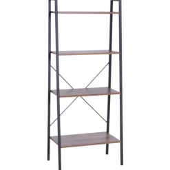 Estantería Homcom 4 estantes escalonada negro/madera 145x60x35 cm