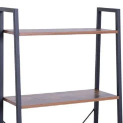 Estantería Homcom 4 estantes escalonada negro/madera 145x60x35 cm