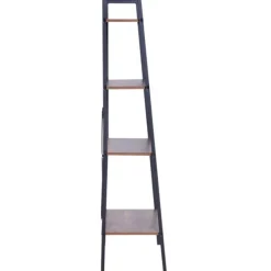 Estantería Homcom 4 estantes escalonada negro/madera 145x60x35 cm