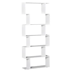 Estantería Homcom 6 niveles diseño en S blanco 191x80x24 cm