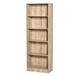 Estantería Homcom 5 niveles ajustables madera natural 176x63x29,5 cm
