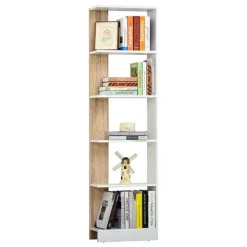 Estantería Homcom 5 niveles Homcom con base elevada roble/blanco 170x45x21 cm